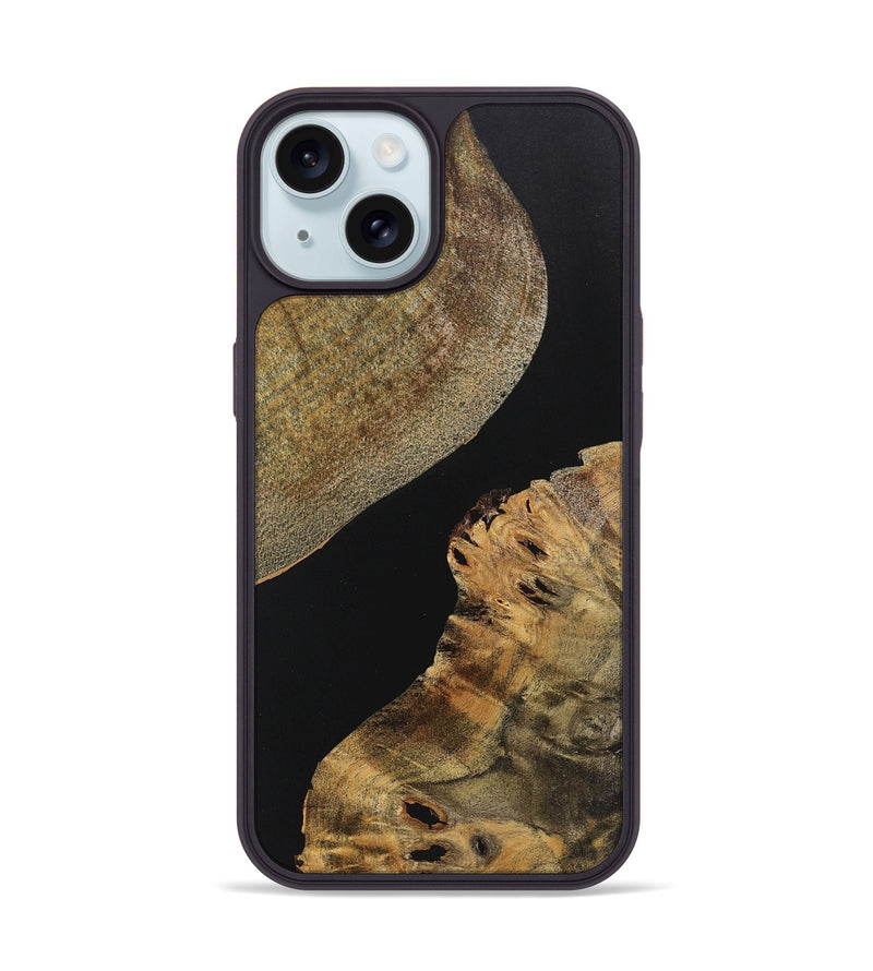 iPhone 15 Wood+Resin Phone Case - Callie (Pure Black, 719988)