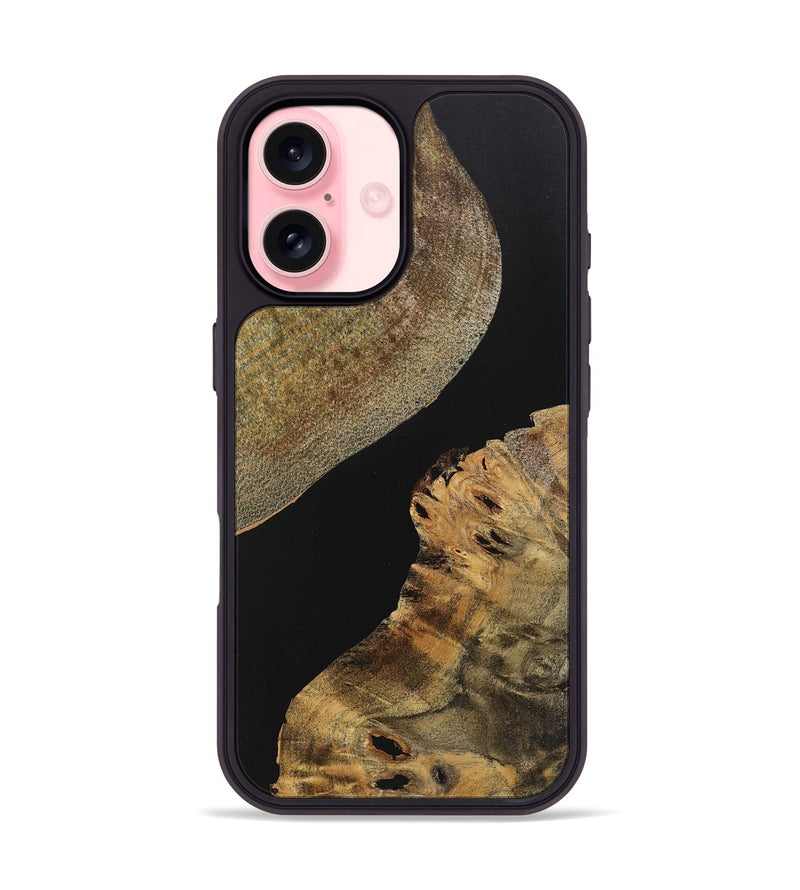 iPhone 16 Wood+Resin Phone Case - Callie (Pure Black, 719988)