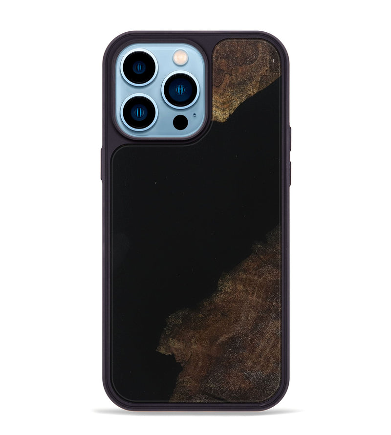 iPhone 14 Pro Max Wood+Resin Phone Case - River (Pure Black, 719989)