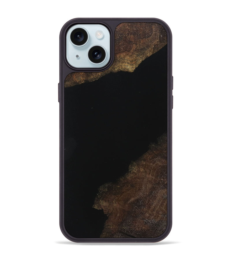 iPhone 15 Plus Wood+Resin Phone Case - River (Pure Black, 719989)