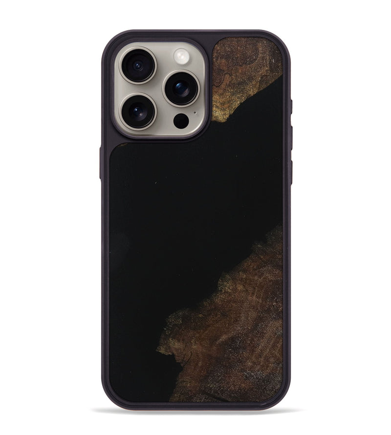 iPhone 15 Pro Max Wood+Resin Phone Case - River (Pure Black, 719989)