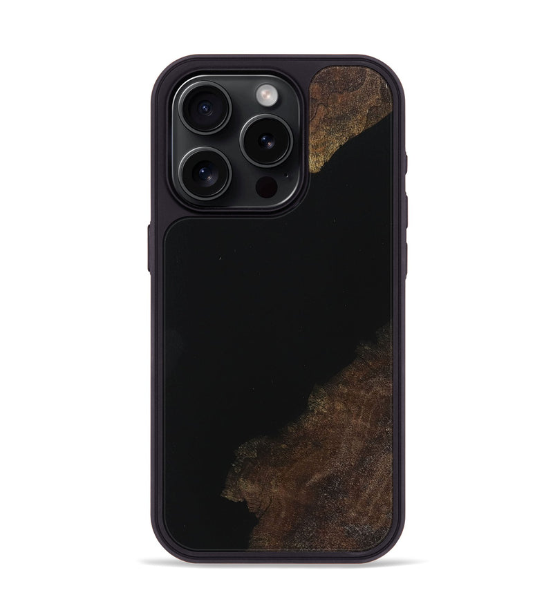 iPhone 15 Pro Wood+Resin Phone Case - River (Pure Black, 719989)