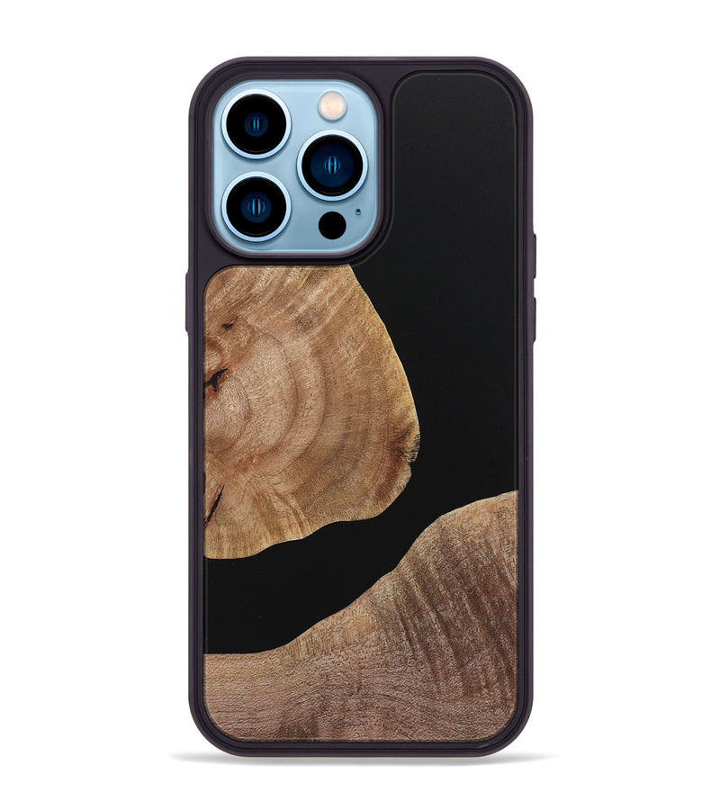 iPhone 14 Pro Max Wood+Resin Phone Case - Miles (Pure Black, 719991)