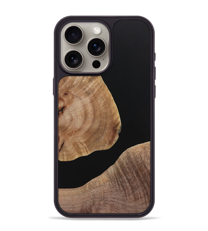 iPhone 15 Pro Max Wood+Resin Phone Case - Miles (Pure Black, 719991)