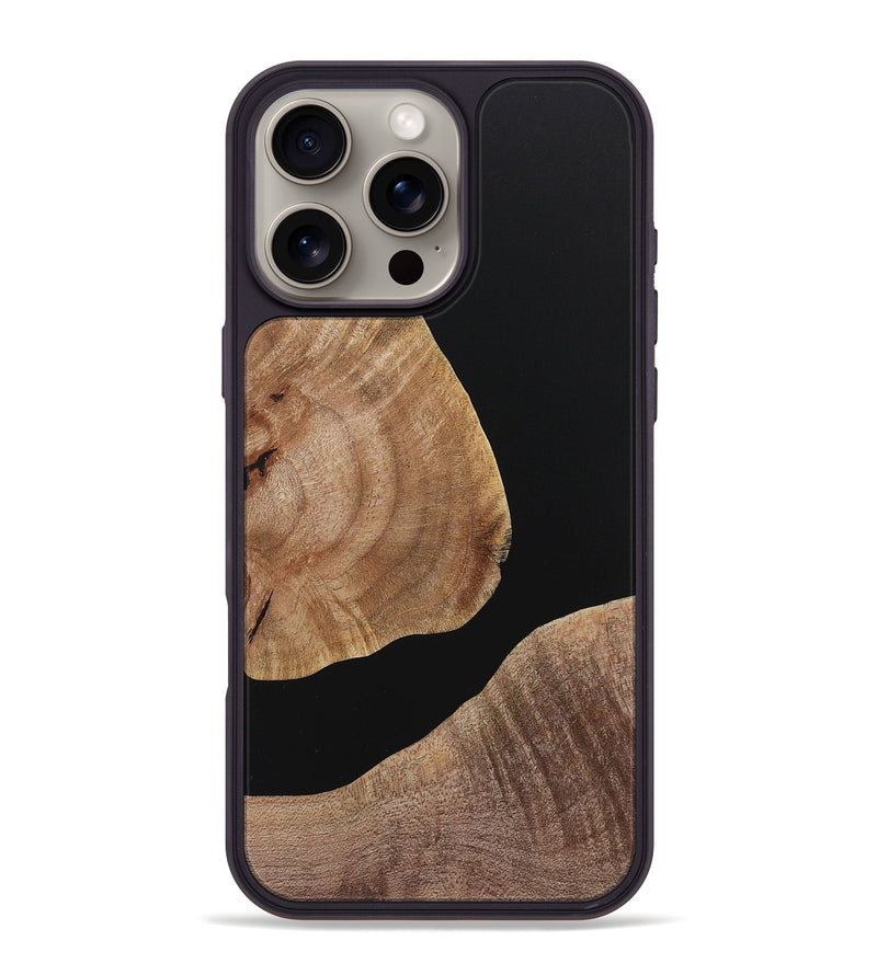 iPhone 16 Pro Max Wood+Resin Phone Case - Miles (Pure Black, 719991)