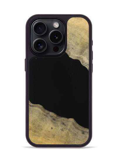 iPhone 15 Pro Wood+Resin Phone Case - Evangeline (Pure Black, 720003)