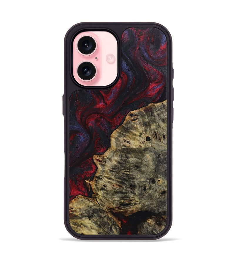 iPhone 16 Wood+Resin Phone Case - Karissa (Red, 720014)