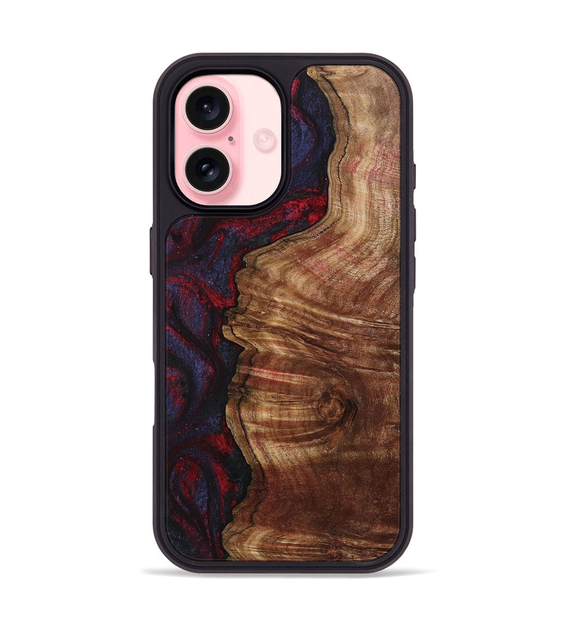 iPhone 16 Wood+Resin Phone Case - Nadia (Red, 720015)