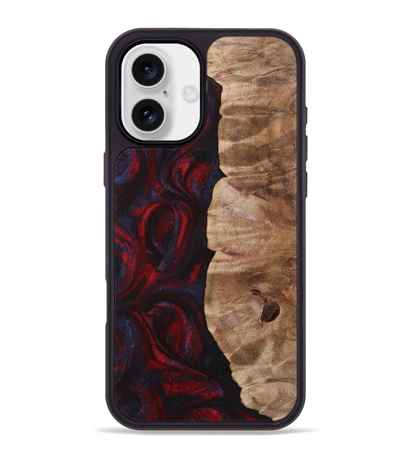 iPhone 16 Plus Wood+Resin Phone Case - Fern (Red, 720016)