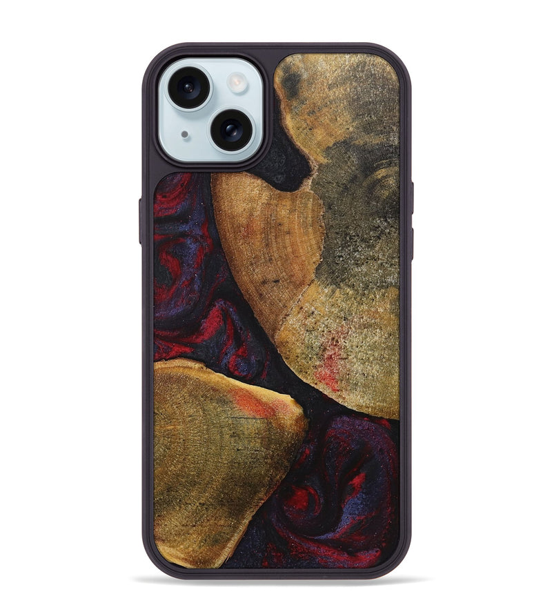 iPhone 15 Plus Wood+Resin Phone Case - Calvin (Red, 720020)