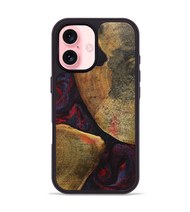 iPhone 16 Wood+Resin Phone Case - Calvin (Red, 720020)