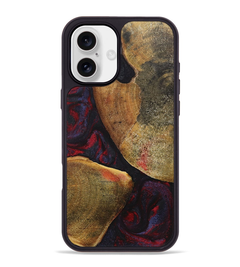 iPhone 16 Plus Wood+Resin Phone Case - Calvin (Red, 720020)