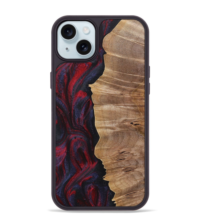 iPhone 15 Plus Wood+Resin Phone Case - Ronnie (Red, 720021)