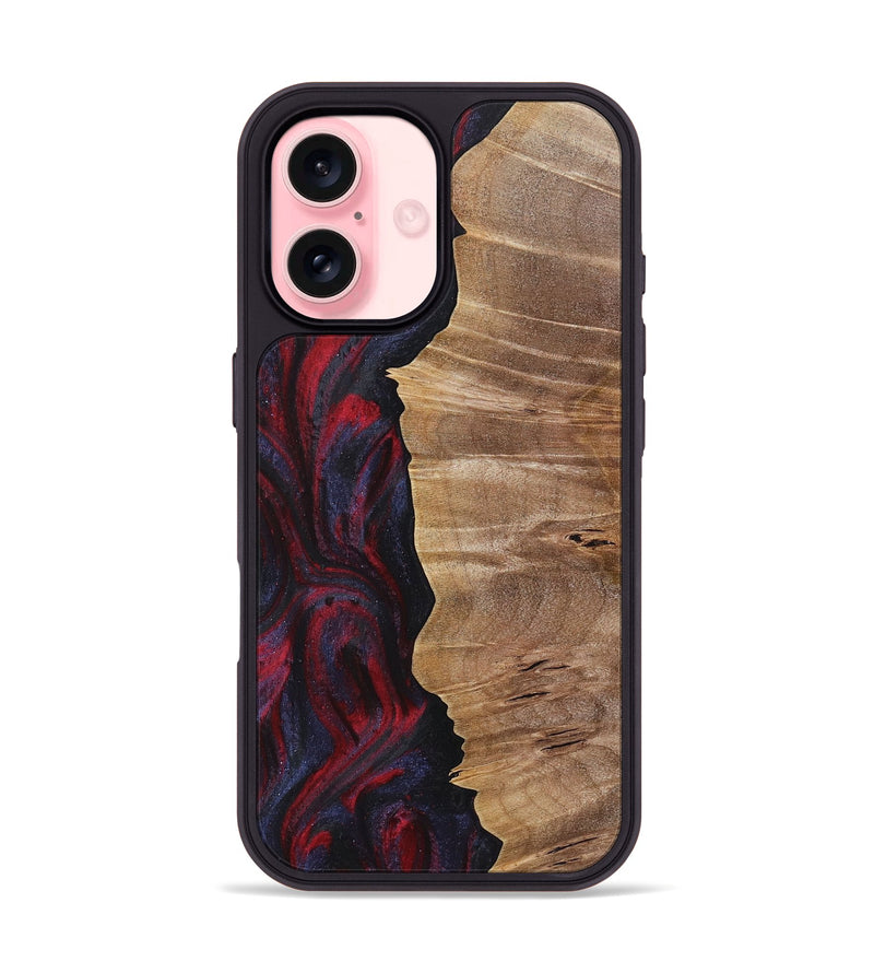 iPhone 16 Wood+Resin Phone Case - Ronnie (Red, 720021)