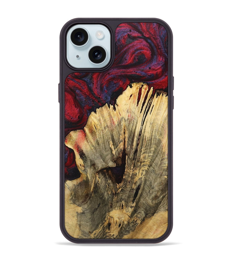 iPhone 15 Plus Wood+Resin Phone Case - Abby (Red, 720022)