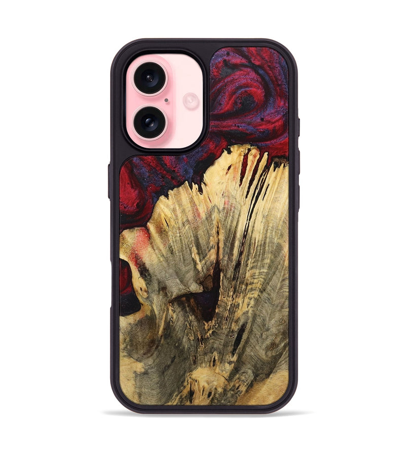 iPhone 16 Wood+Resin Phone Case - Abby (Red, 720022)