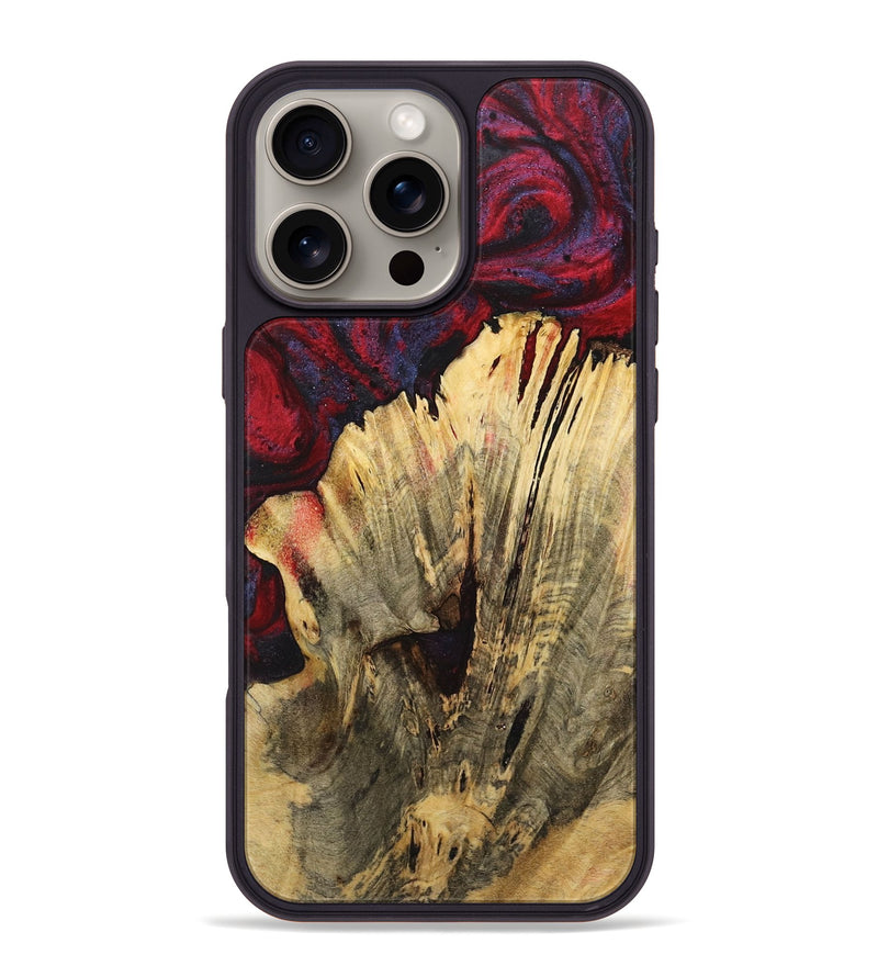 iPhone 16 Pro Max Wood+Resin Phone Case - Abby (Red, 720022)