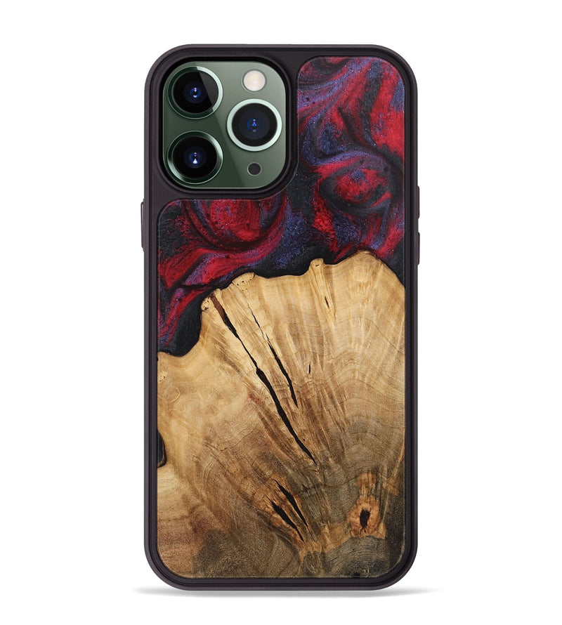 iPhone 13 Pro Max Wood+Resin Phone Case - Wade (Red, 720023)