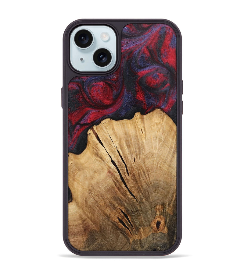 iPhone 15 Plus Wood+Resin Phone Case - Wade (Red, 720023)