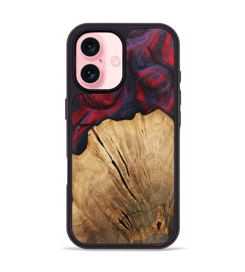 iPhone 16 Wood+Resin Phone Case - Wade (Red, 720023)