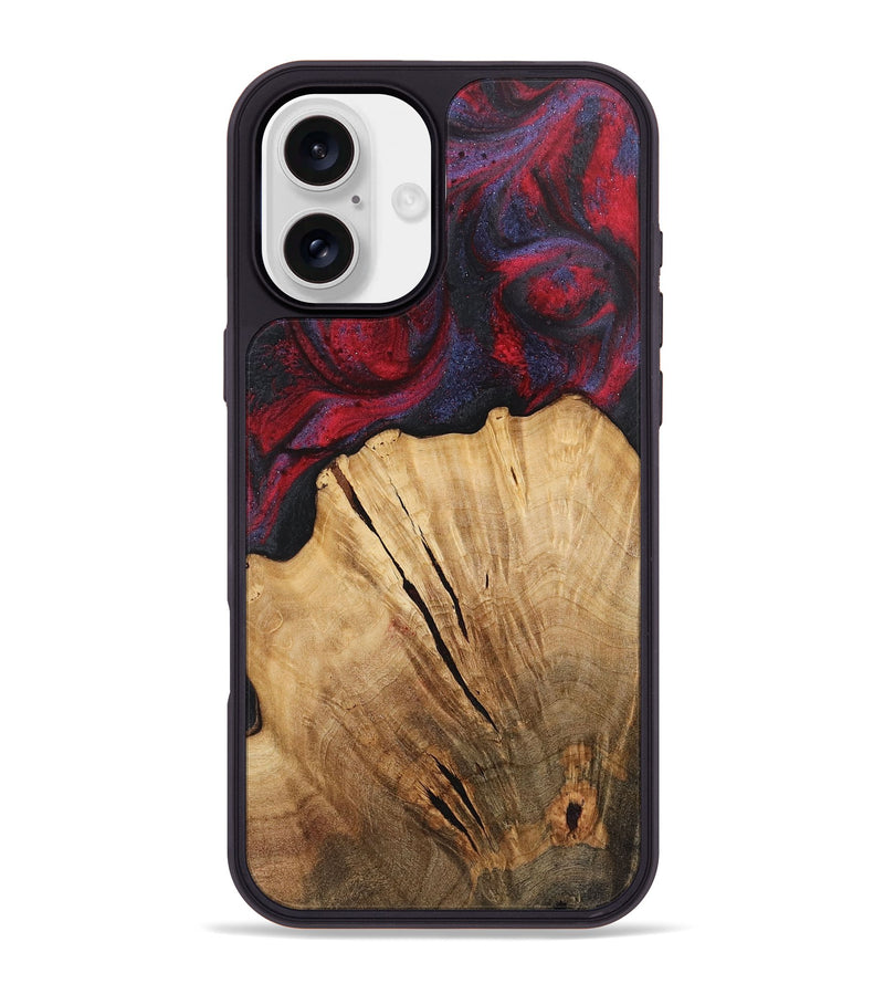 iPhone 16 Plus Wood+Resin Phone Case - Wade (Red, 720023)