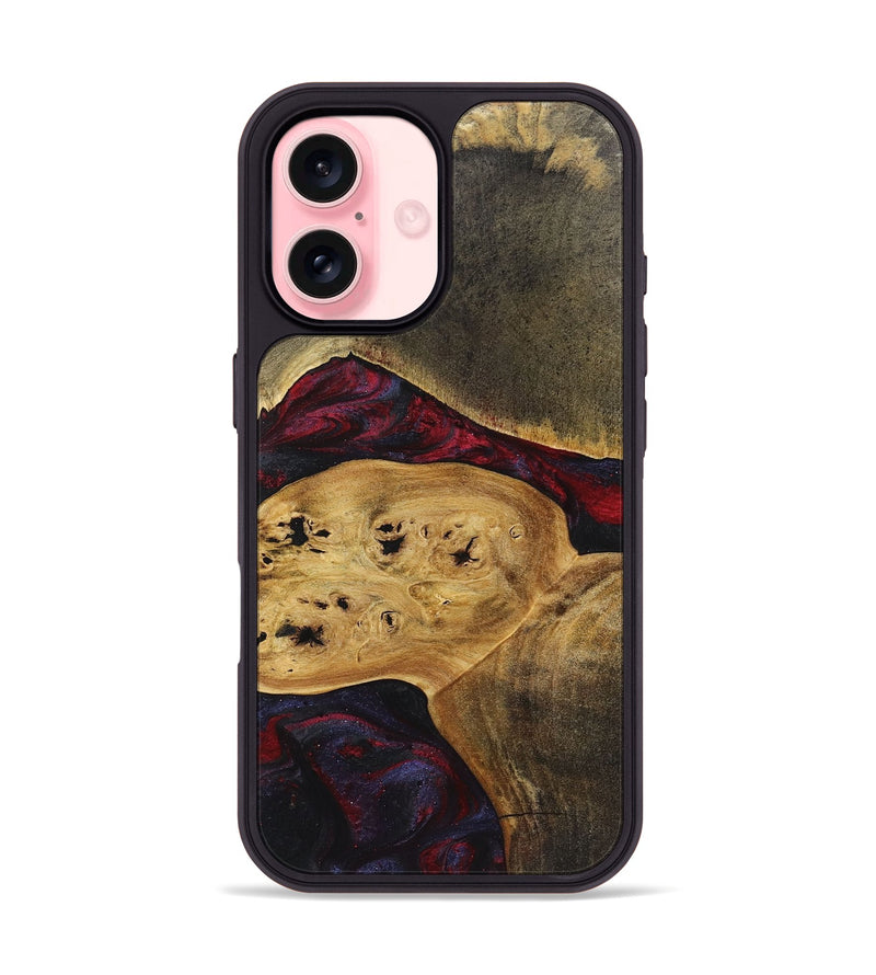 iPhone 16 Wood+Resin Phone Case - Jaime (Red, 720024)