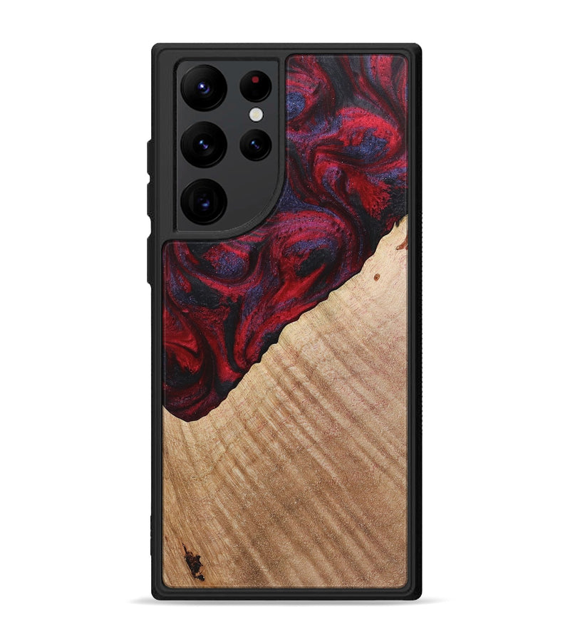 Galaxy S22 Ultra Wood+Resin Phone Case - Damon (Red, 720026)