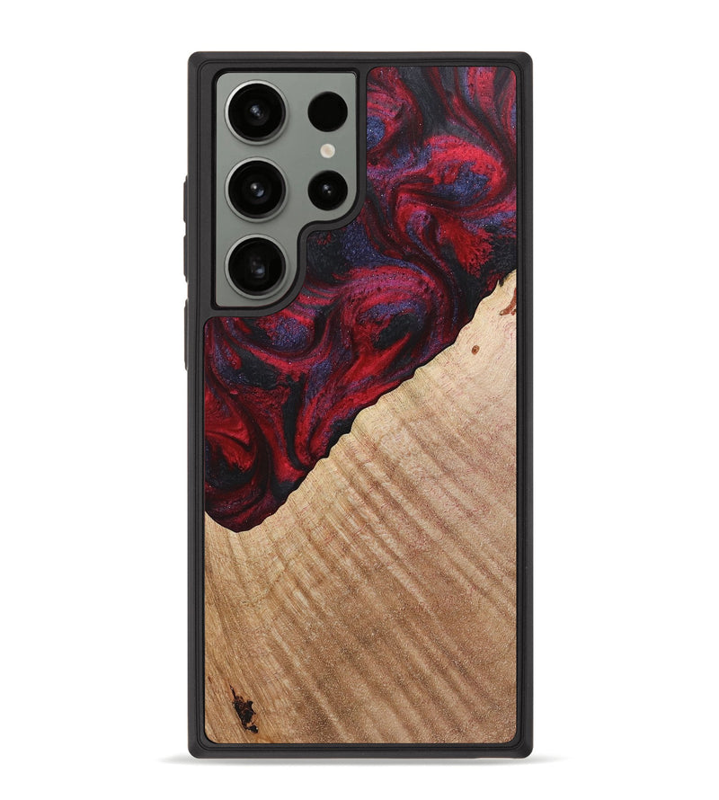 Galaxy S23 Ultra Wood+Resin Phone Case - Damon (Red, 720026)