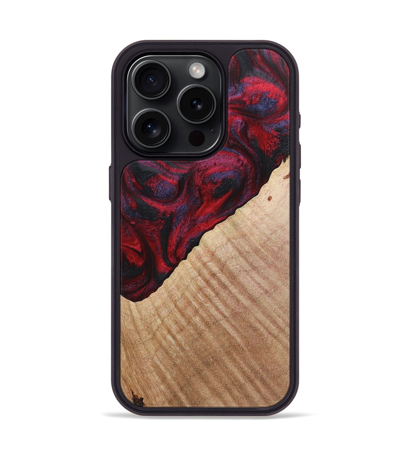 iPhone 15 Pro Wood+Resin Phone Case - Damon (Red, 720026)