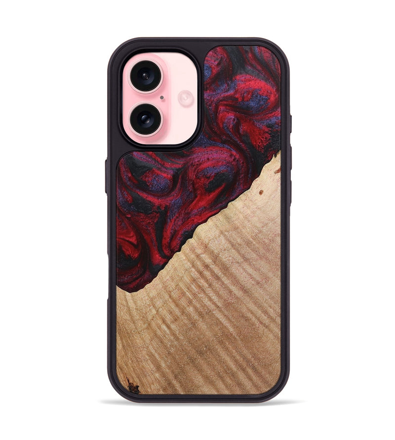 iPhone 16 Wood+Resin Phone Case - Damon (Red, 720026)