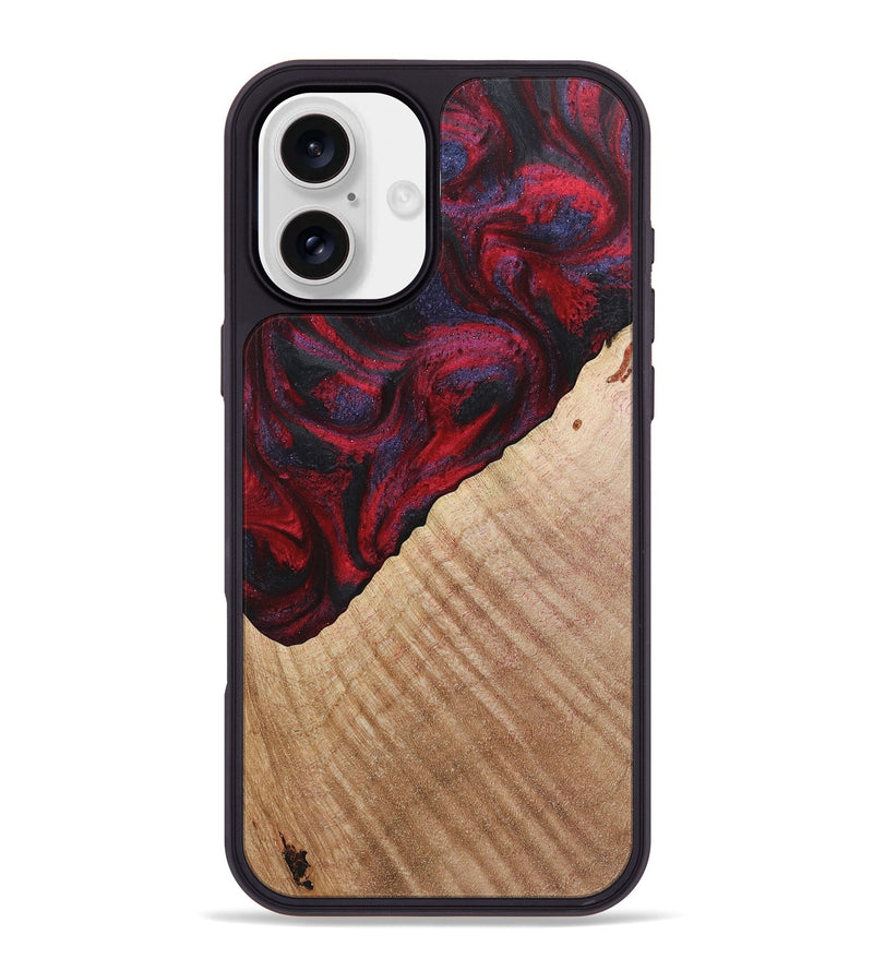 iPhone 16 Plus Wood+Resin Phone Case - Damon (Red, 720026)