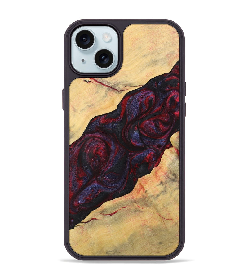 iPhone 15 Plus Wood+Resin Phone Case - Luna (Red, 720033)