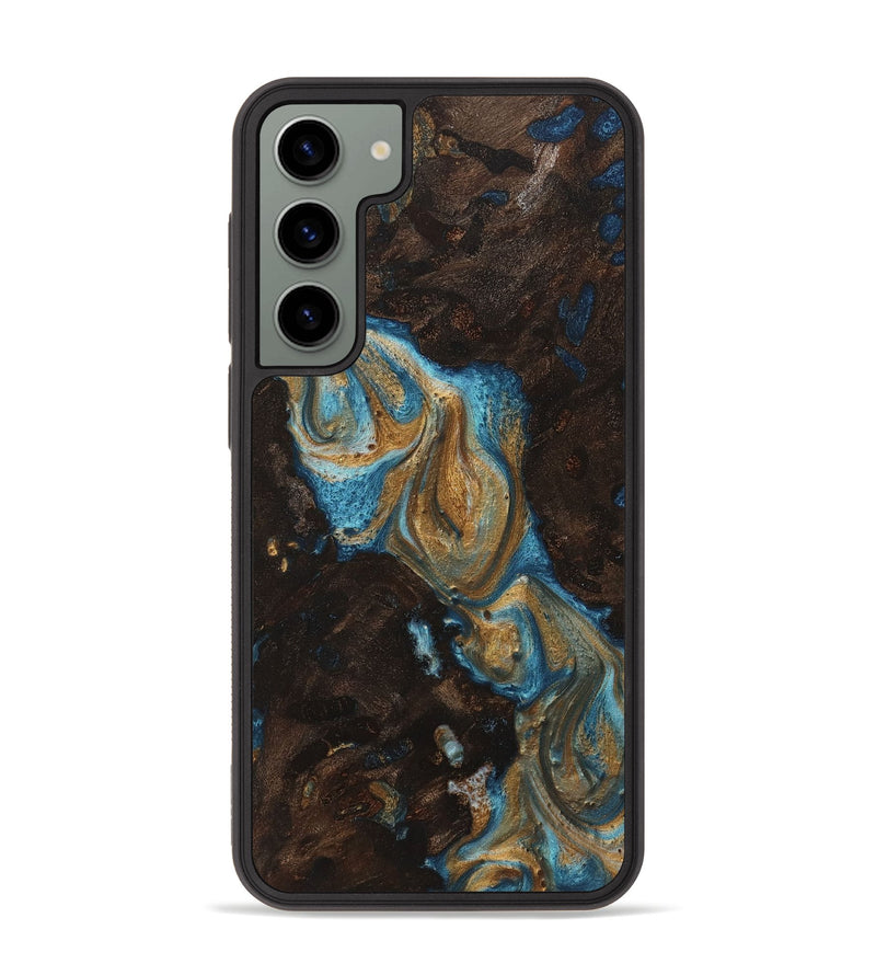 Galaxy S23 Plus Wood+Resin Phone Case - Elmer (Teal & Gold, 720039)