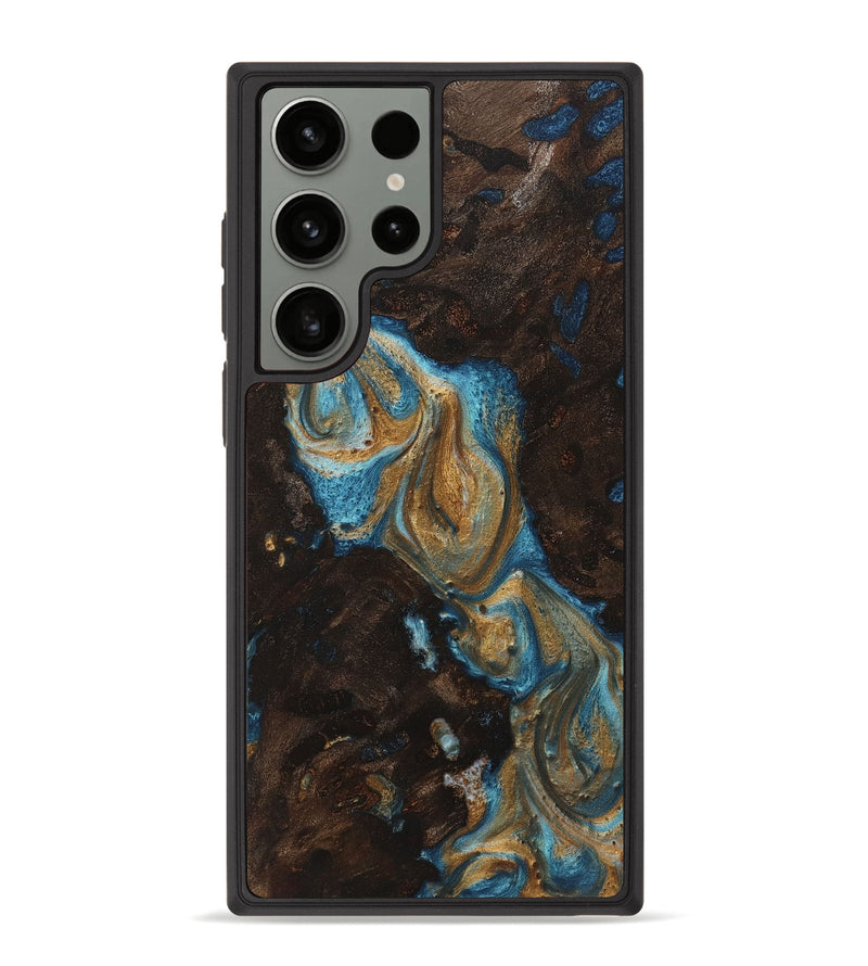 Galaxy S23 Ultra Wood+Resin Phone Case - Elmer (Teal & Gold, 720039)