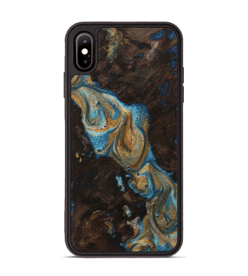 iPhone Xs Max Wood+Resin Phone Case - Elmer (Teal & Gold, 720039)