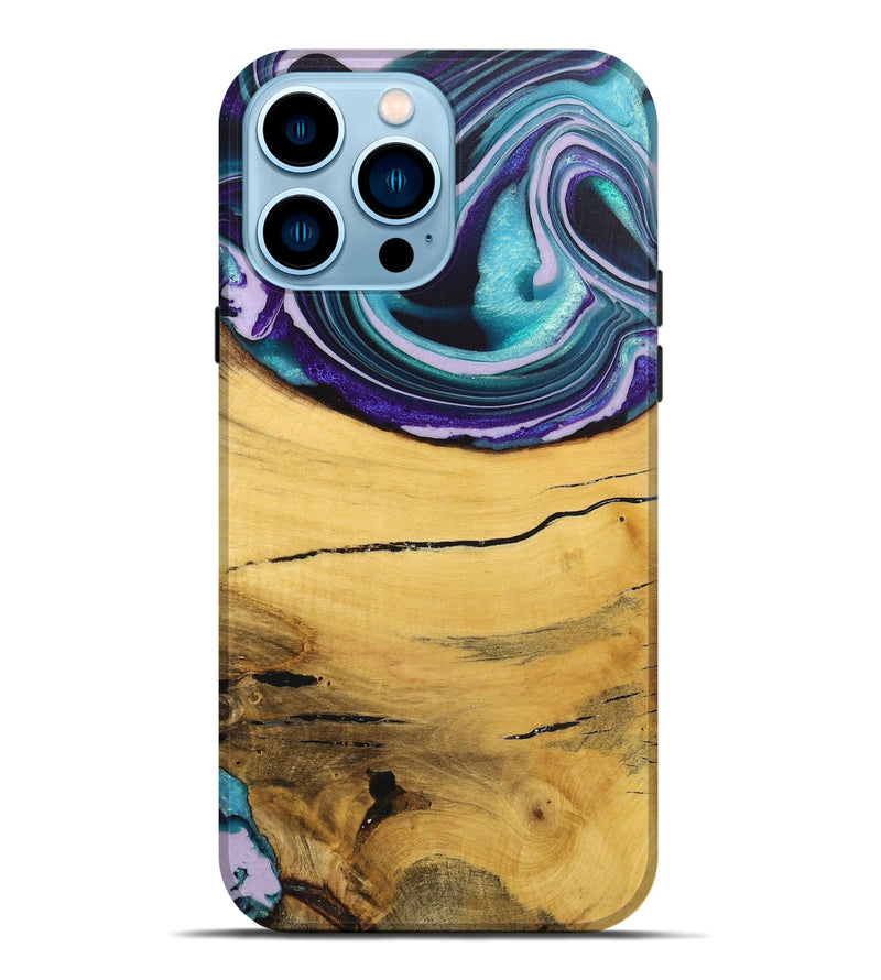 iPhone 14 Pro Max Wood+Resin Live Edge Phone Case - Dayanara (Blue, 720051)