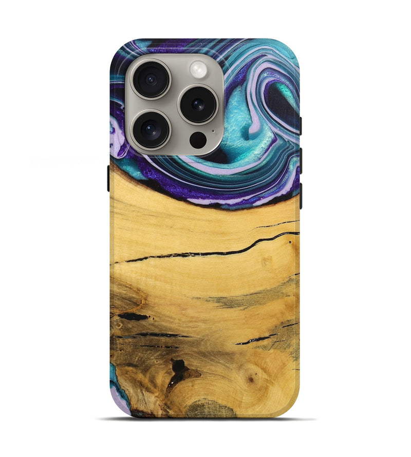 iPhone 16 Pro Wood+Resin Live Edge Phone Case - Dayanara (Blue, 720051)