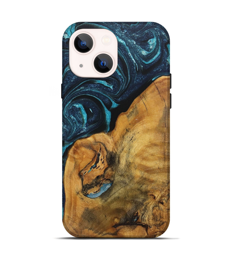 iPhone 14 Wood+Resin Live Edge Phone Case - Dionne (Blue, 720053)