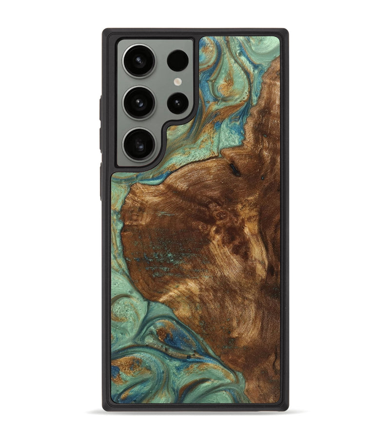 Galaxy S23 Ultra Wood+Resin Phone Case - Roosevelt (Teal & Gold, 720056)