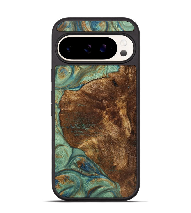 Pixel 9 Pro Wood+Resin Phone Case - Roosevelt (Teal & Gold, 720056)