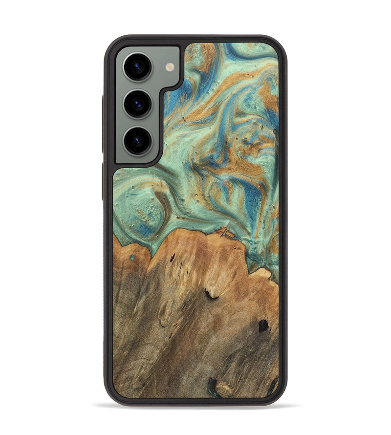 Galaxy S23 Plus Wood+Resin Phone Case - Moises (Teal & Gold, 720061)