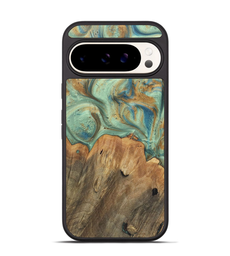 Pixel 9 Wood+Resin Phone Case - Moises (Teal & Gold, 720061)