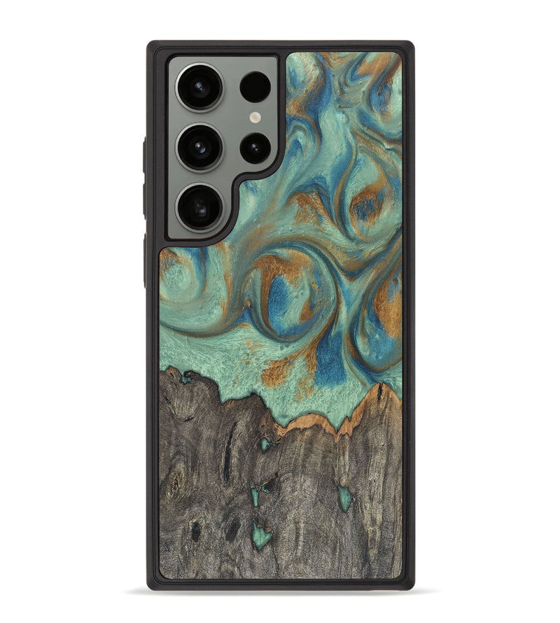 Galaxy S23 Ultra Wood+Resin Phone Case - Harmony (Teal & Gold, 720068)