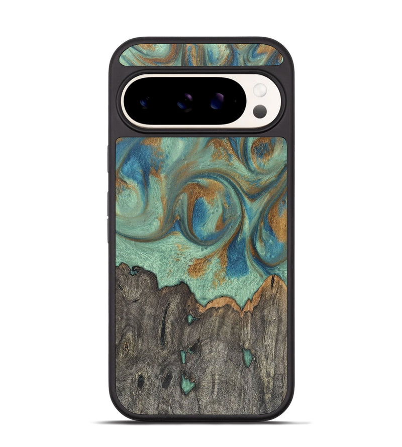 Pixel 9 Pro Wood+Resin Phone Case - Harmony (Teal & Gold, 720068)