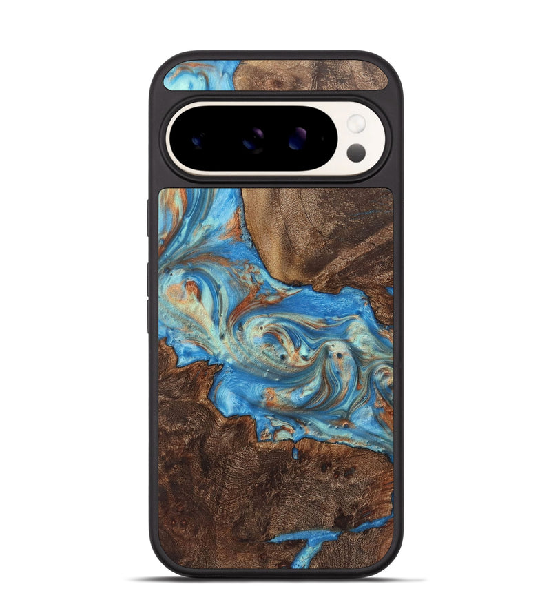 Pixel 9 Pro Wood+Resin Phone Case - Keaton (Teal & Gold, 720080)