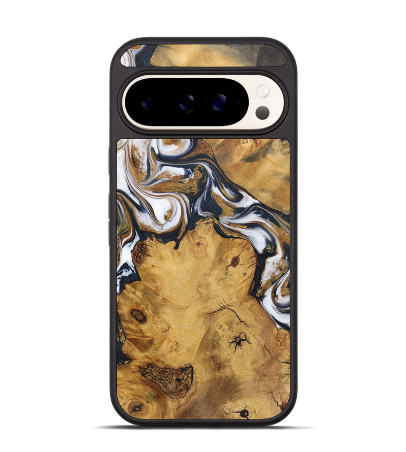 Pixel 9 Pro Wood+Resin Phone Case - Kennedy (Teal & Gold, 720081)