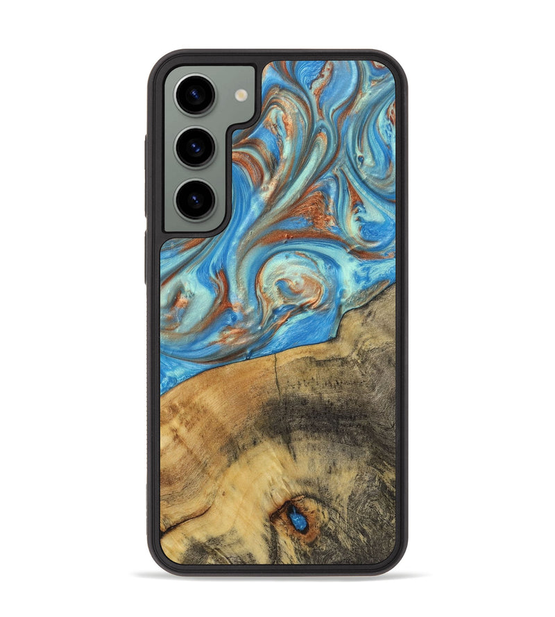 Galaxy S23 Plus Wood+Resin Phone Case - Kassandra (Teal & Gold, 720093)