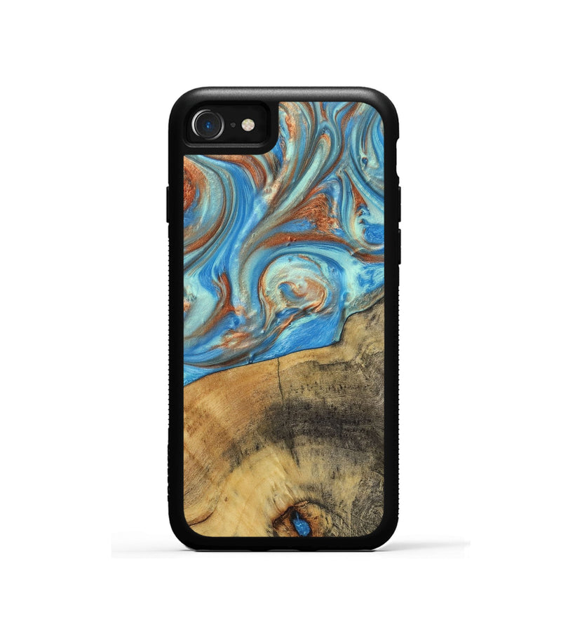 iPhone SE Wood+Resin Phone Case - Kassandra (Teal & Gold, 720093)