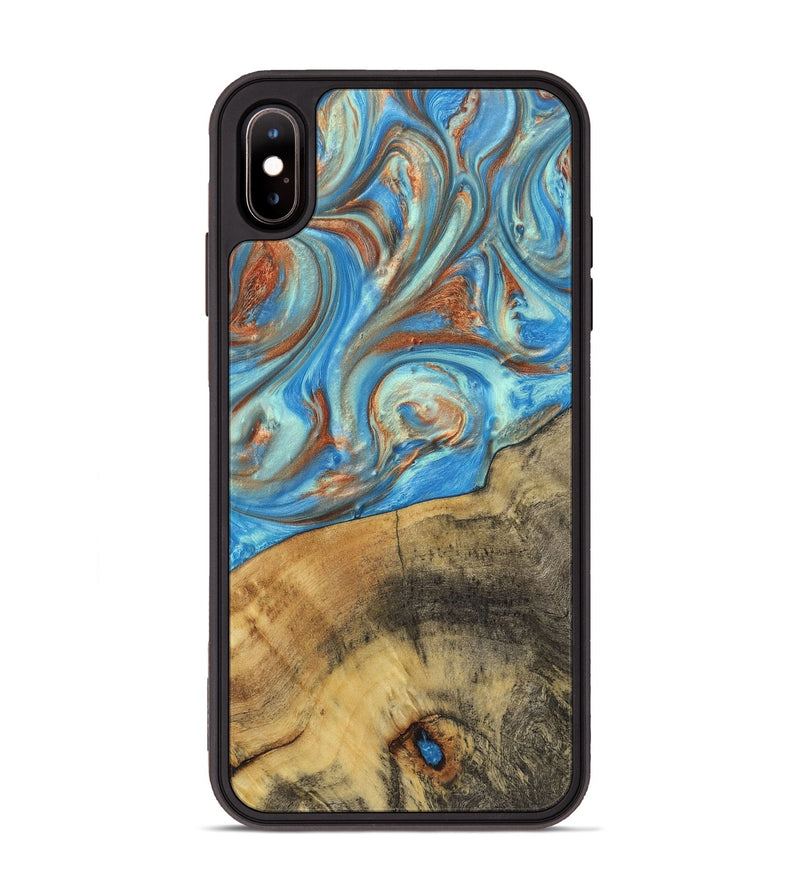 iPhone Xs Max Wood+Resin Phone Case - Kassandra (Teal & Gold, 720093)