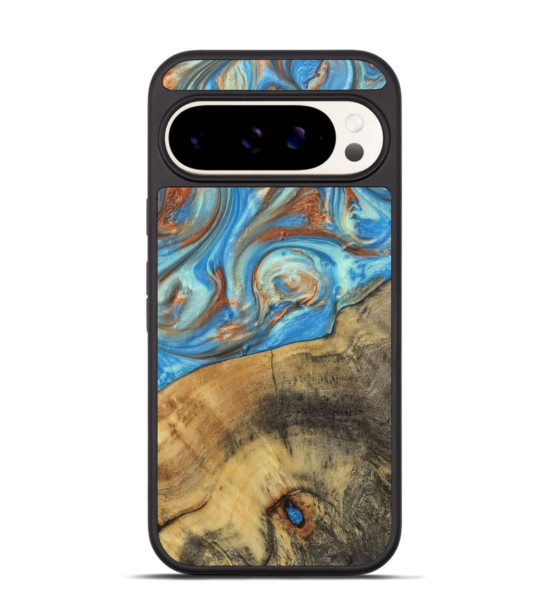 Pixel 9 Wood+Resin Phone Case - Kassandra (Teal & Gold, 720093)